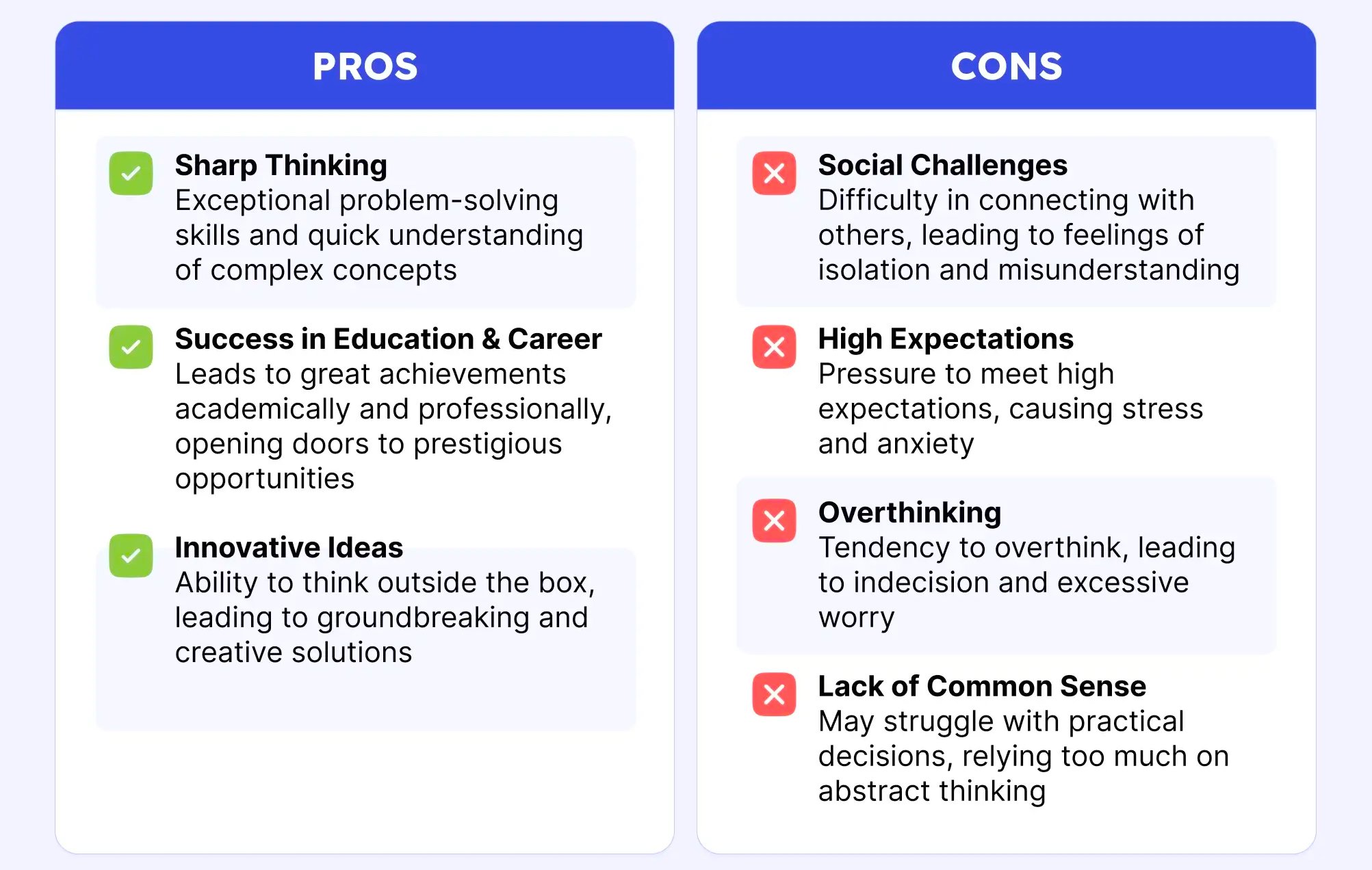 pros and cons of high iq