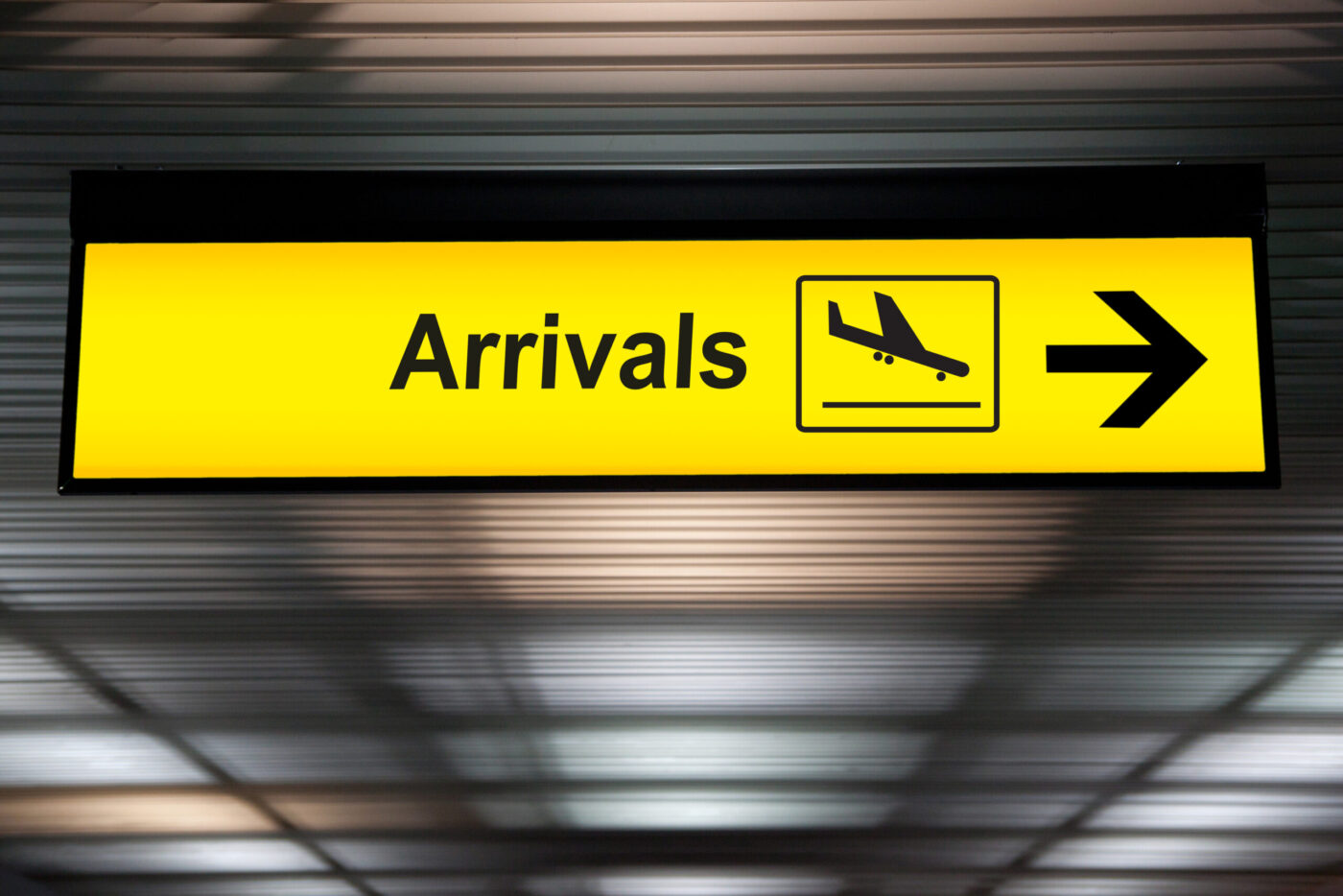 Arrivals sign guides Australian passengers.