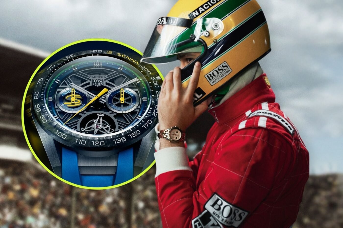 Race car driver and TAG Heuer's Senna watch.