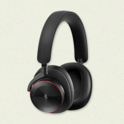 2024 must-have: black over-ear headphones with red accents.