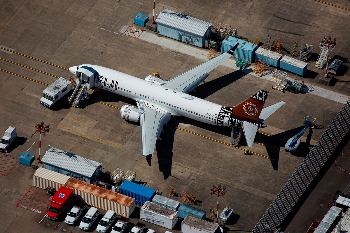 Fiji Airways Boeing 737-Max on tarmac.