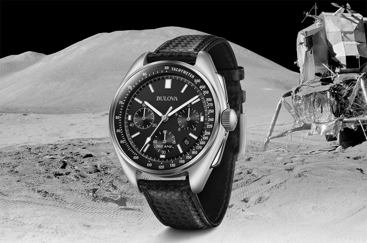 Bulova wristwatch on lunar surface.