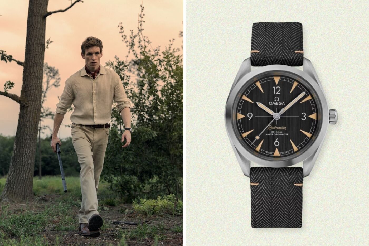 Eddie Redmayne was spotted wearing a discontinued OMEGA Seamaster Railmaster on The Day of the Jackal. Image: Peacock/OMEGA