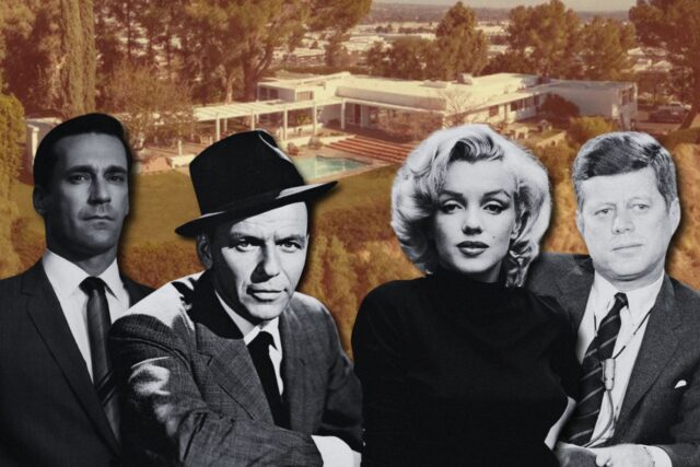 Sinatra, celebrities, Farralone House backdrop.