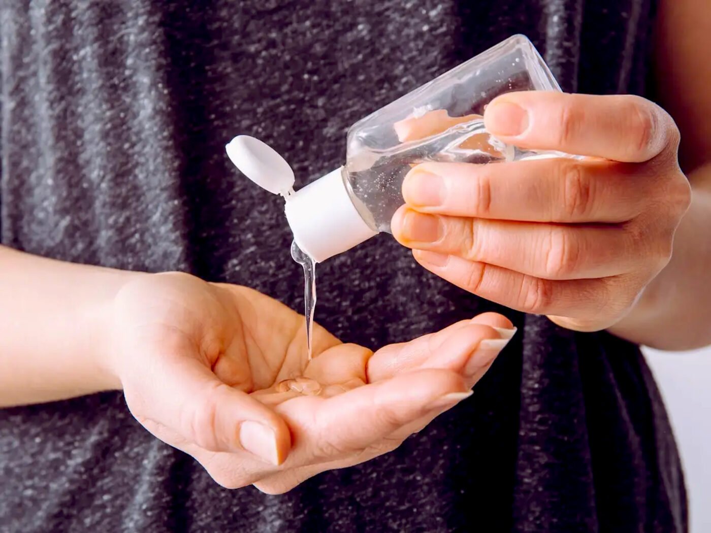 Hand sanitiser being poured into hand