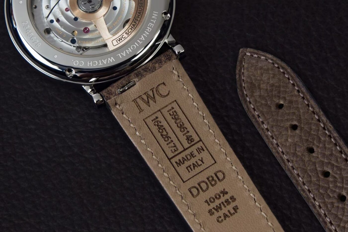 Close-up of IWC watch mechanics.