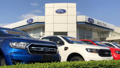 Ford vehicles line up at Australia's Metro Ford.