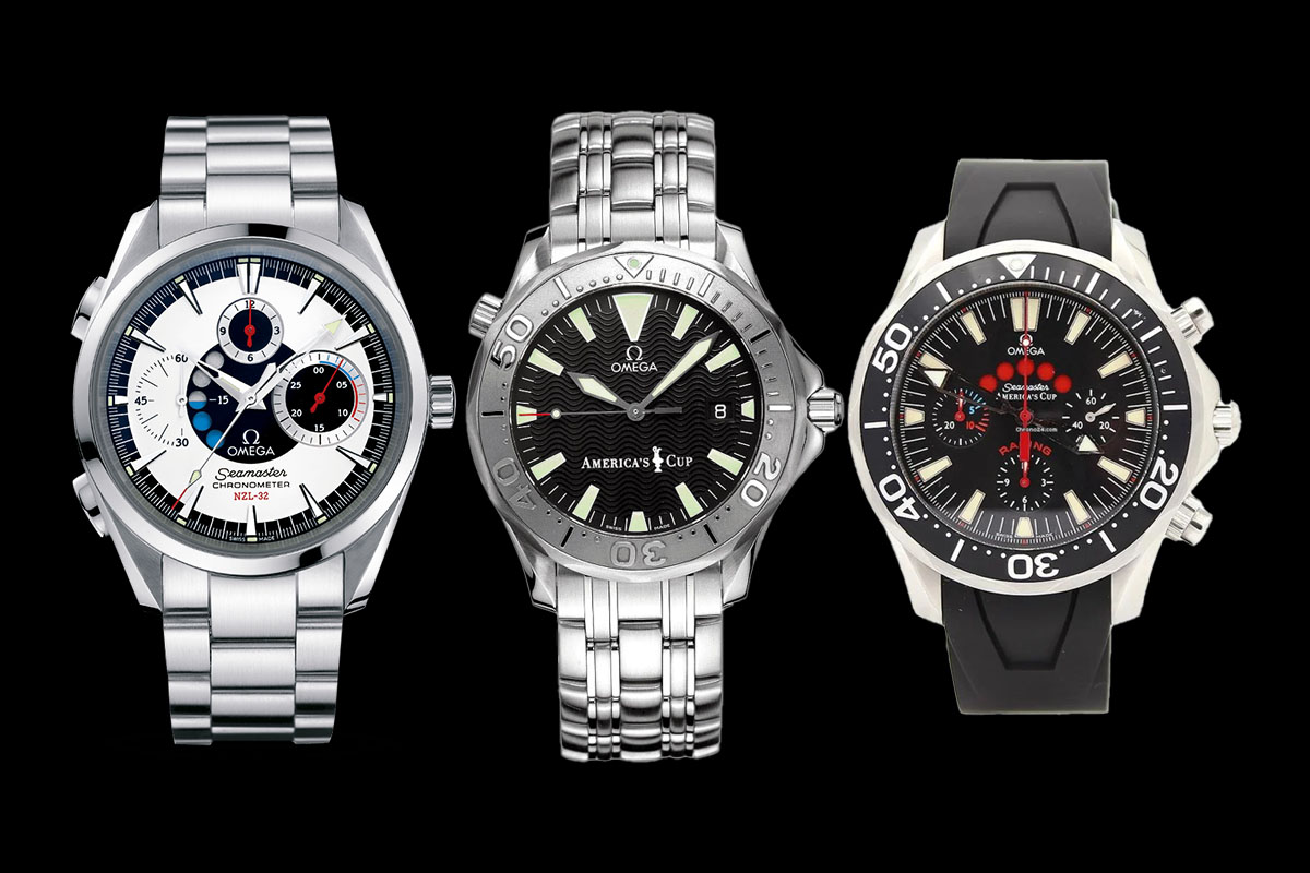 OMEGA Seamaster Aqua Terra NZL-32, the original OMEGA Seamaster AC and the OMEGA Seamaster Racing Chronograph from 2006.