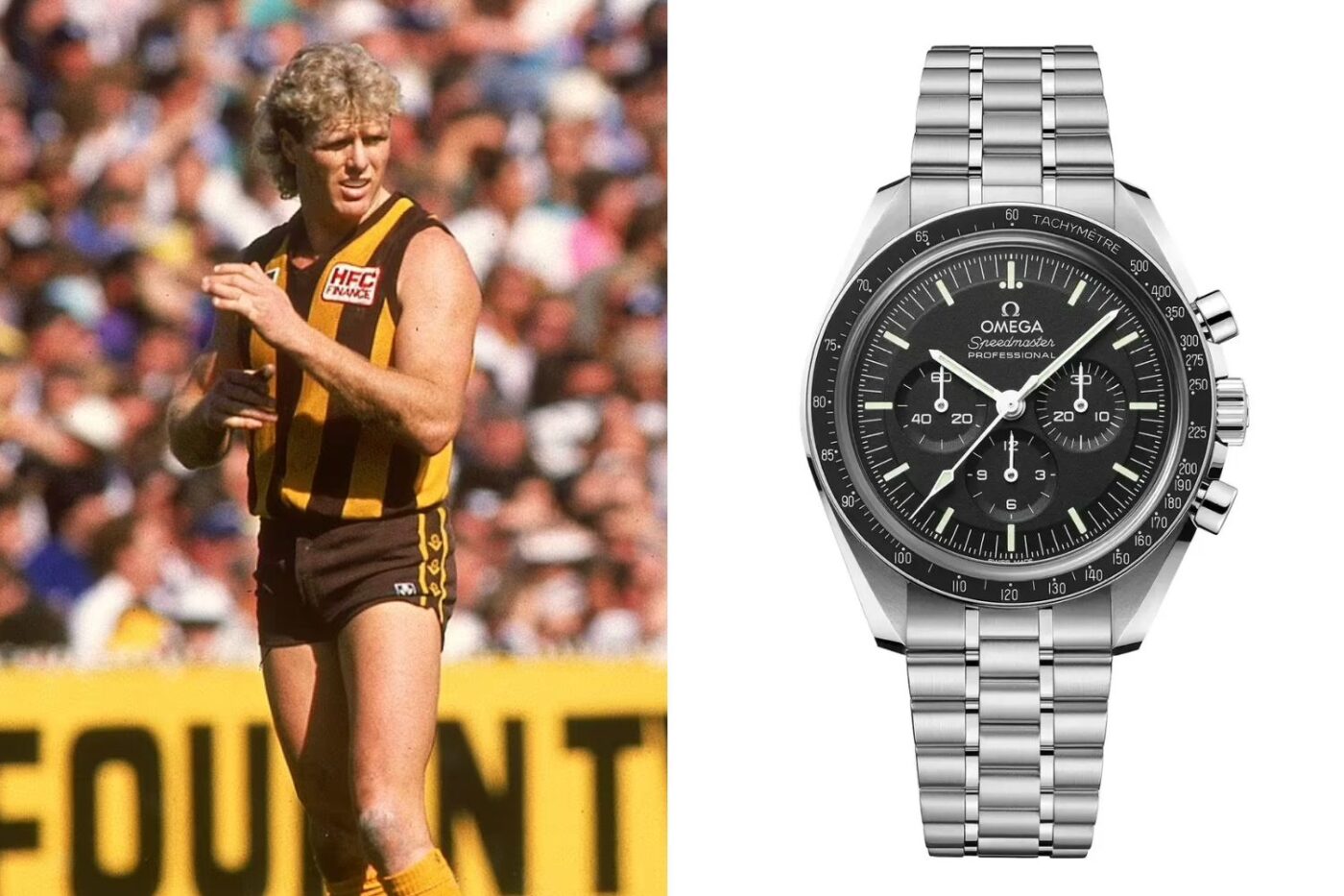 Kennedy's Legends player, Omega Speedmaster.