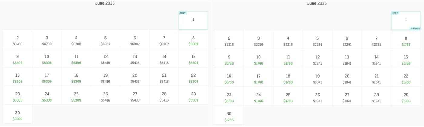 Qantas 2025 prices: Economy $921+, Premium $970+.