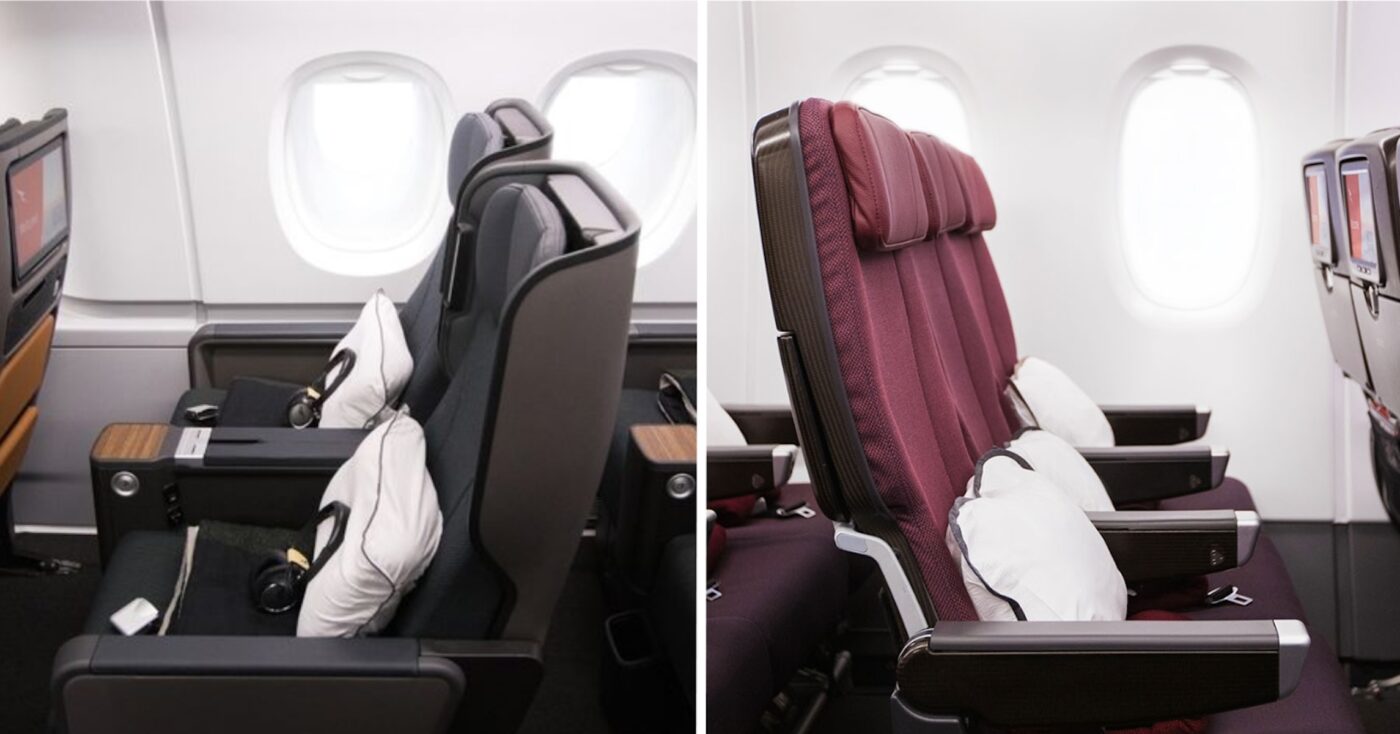 Qantas seating: Premium Economy vs. Economy comfort.