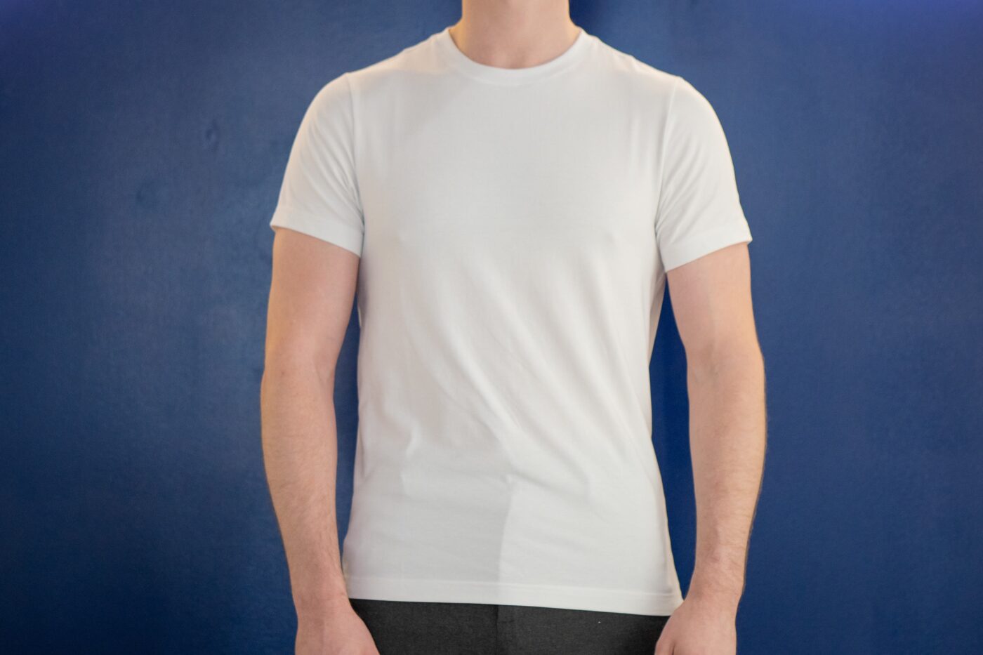 Rhone white tee on model 