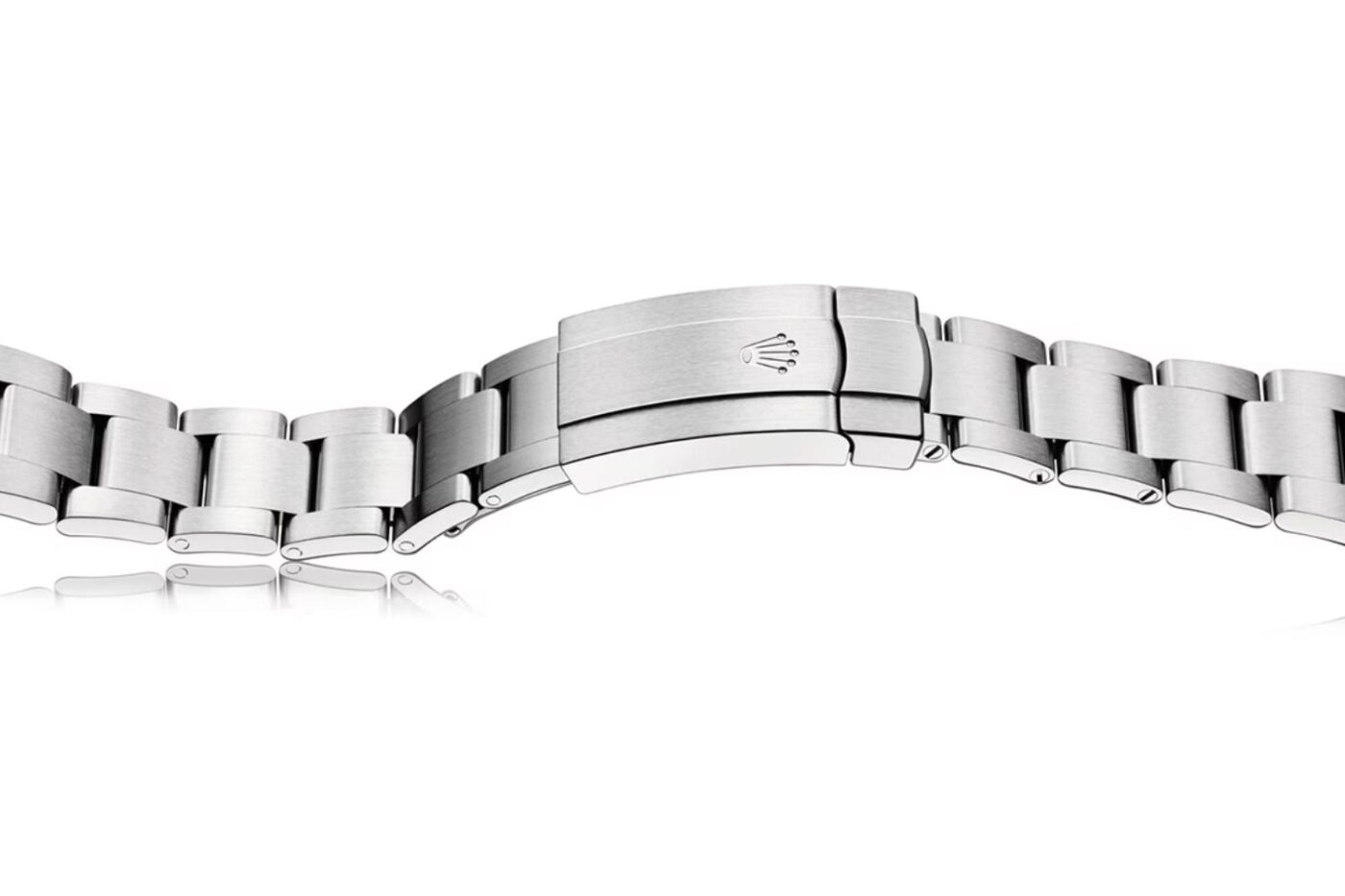 Engraved crown silver watch bracelet.