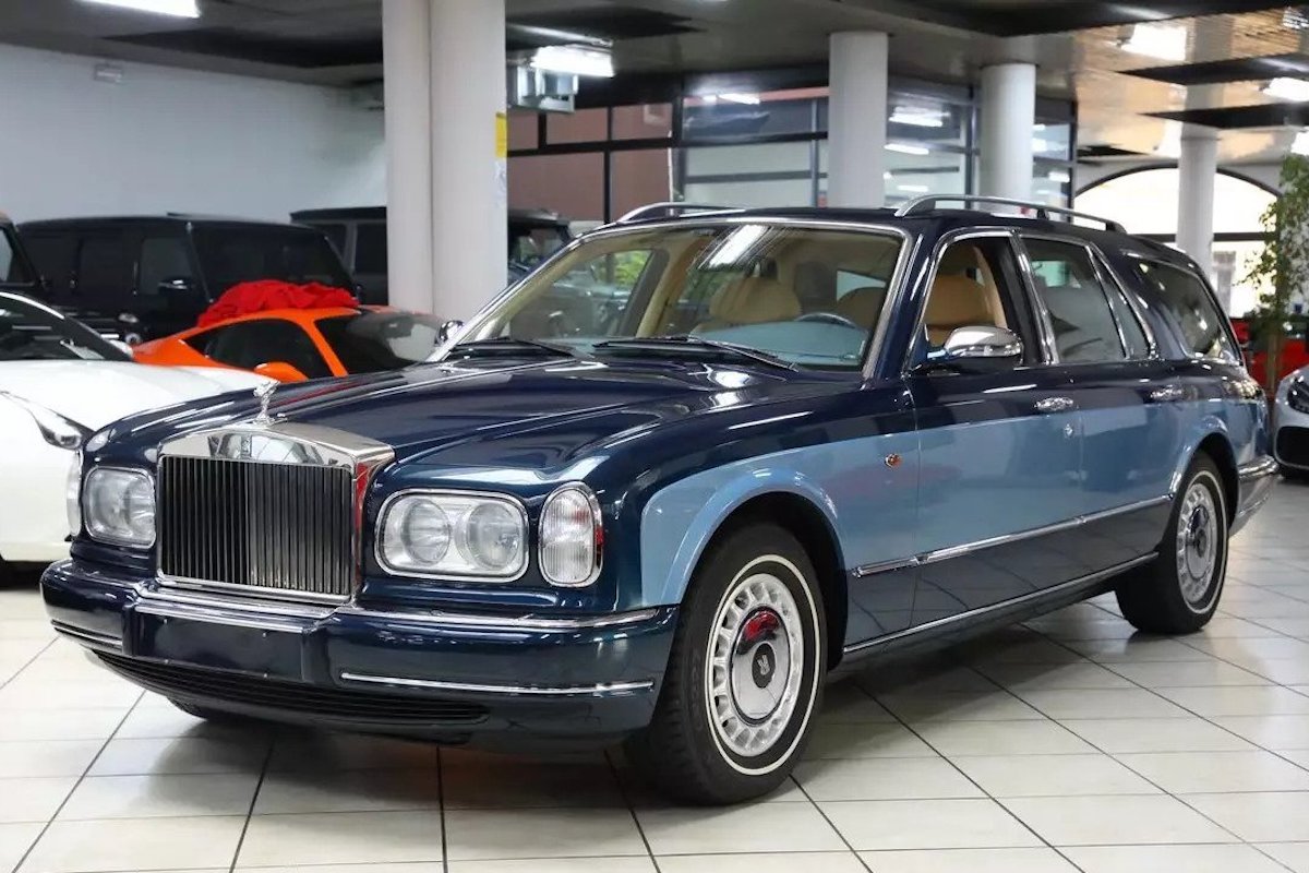 Luxury car with two-tone blue exterior.