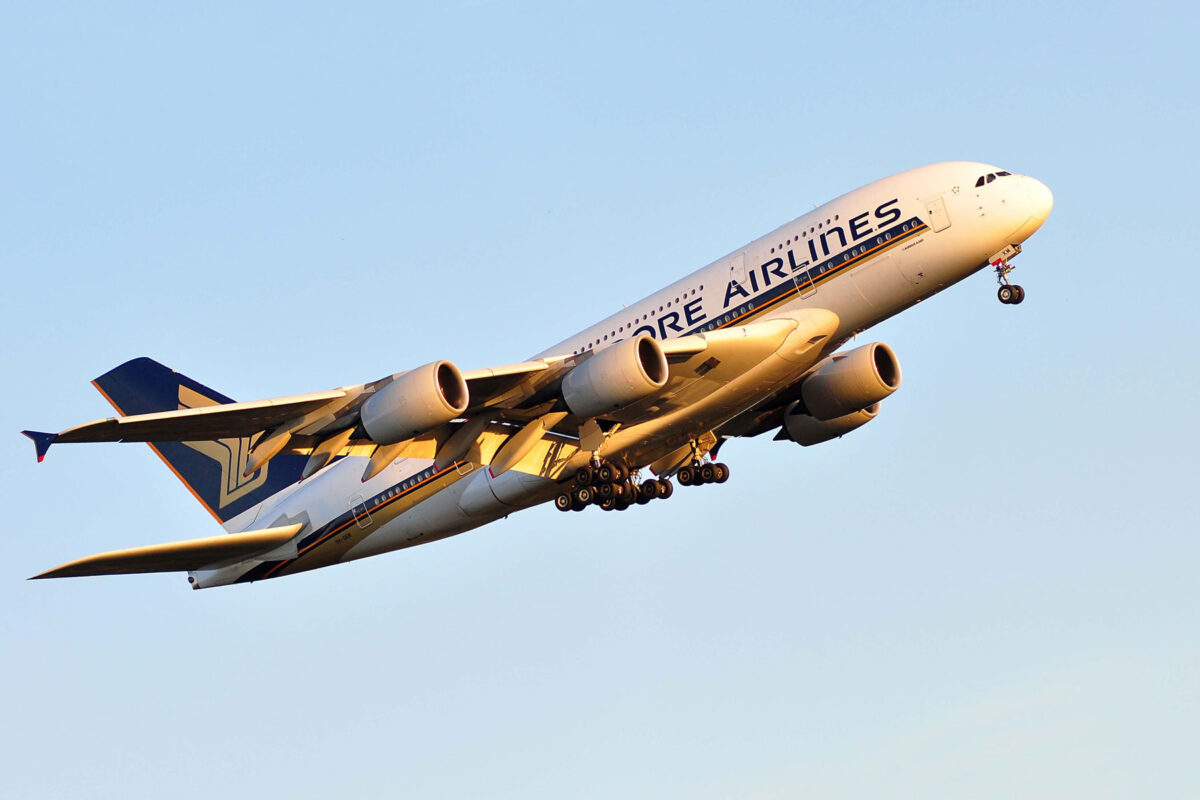 A Singapore Airlines plane in flight