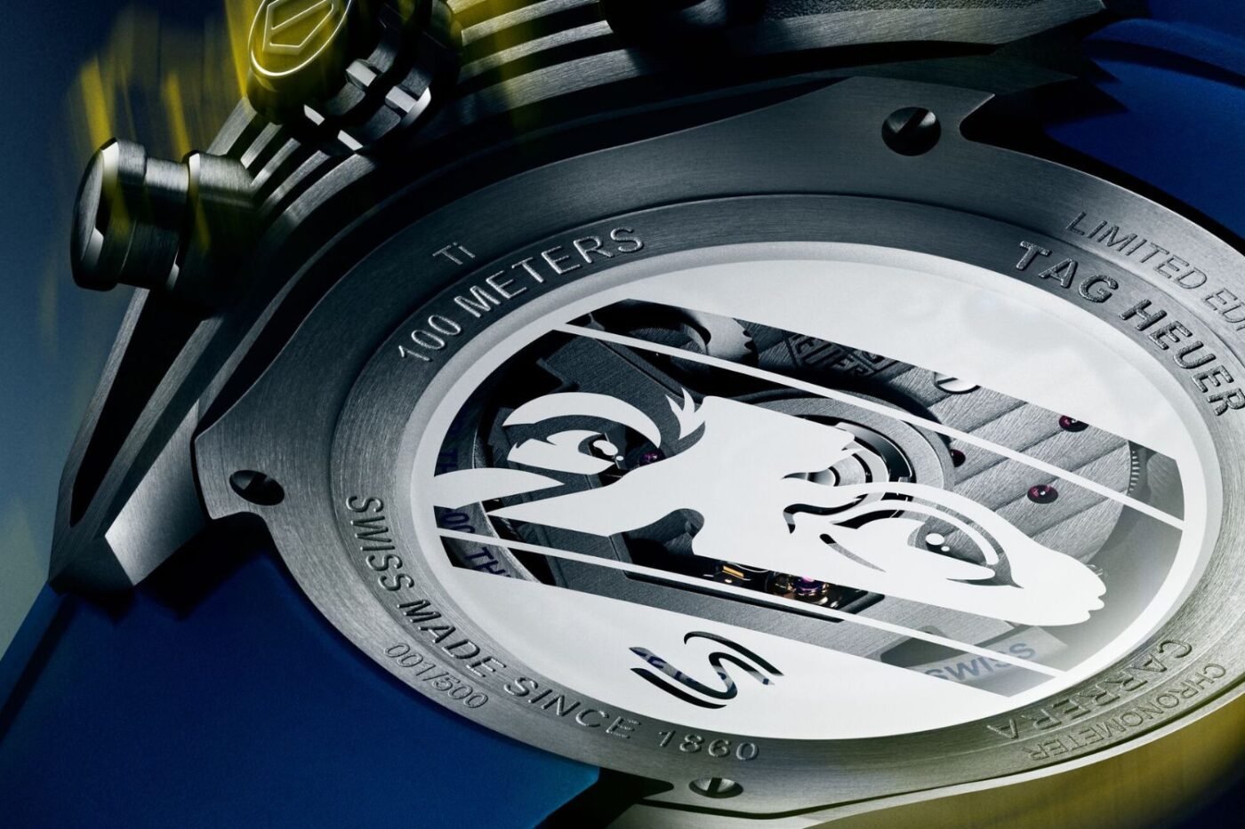 TAG Heuer watch with intricate engravings, limited edition.