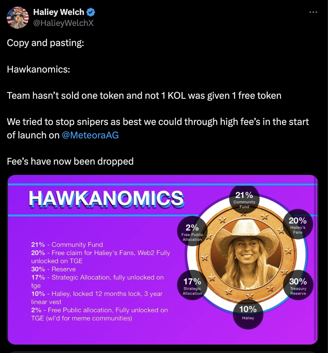 X screenshot of Hawkanomics coin