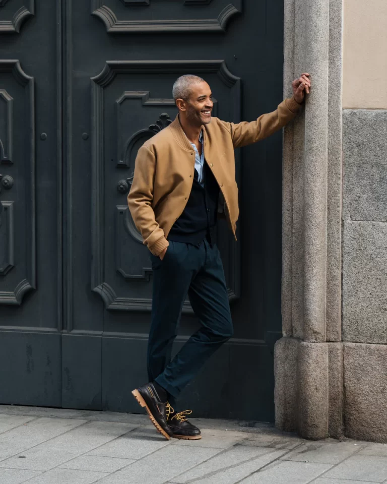 Bomber jacket and chino for smart casual attire