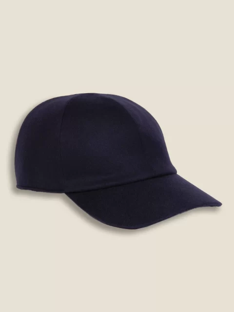 Navy Cashmere Baseball Cap