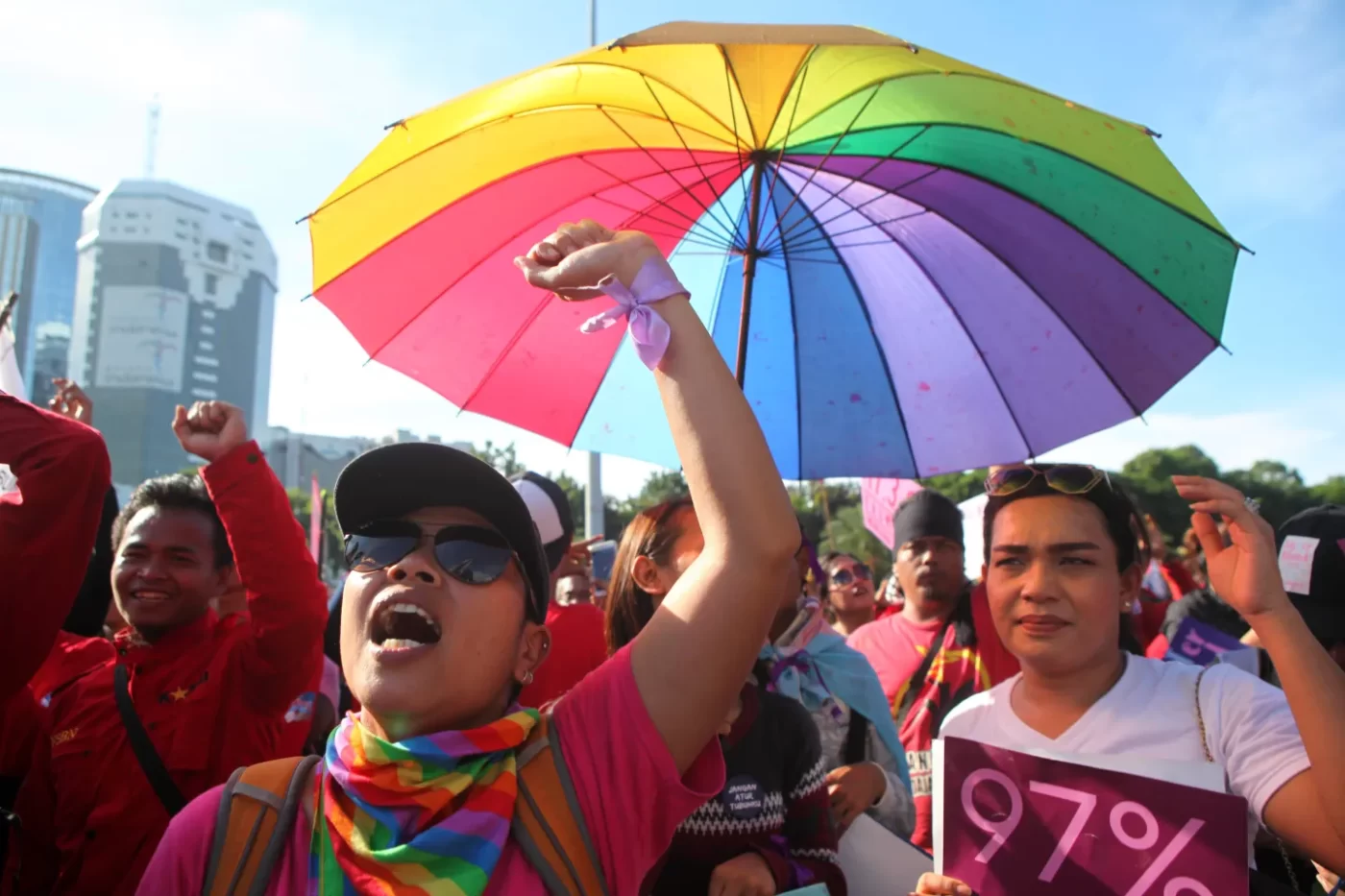 LGBT rally to mark International Women's Day 2017 in Jakarta, Indonesia